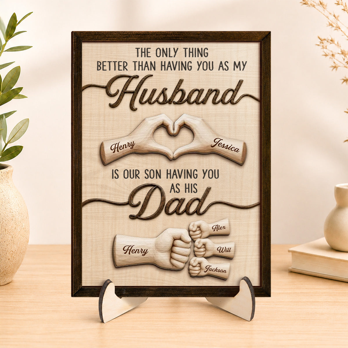Personalized Dad Wooden Plaque personalization view for Dad