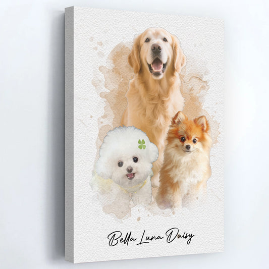 Watercolor Pet From Photo - Personalized Customized Canvas / Poster