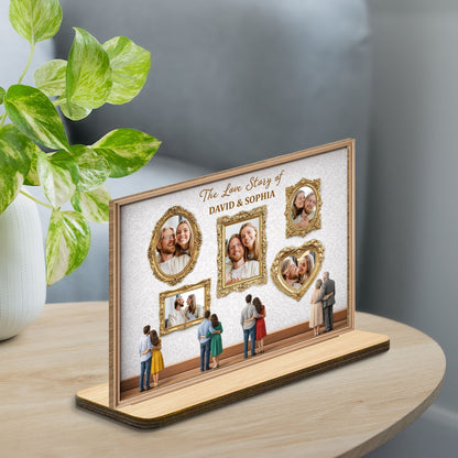 The Love Story Of - Personalized Ornate Frame Wood Plaque