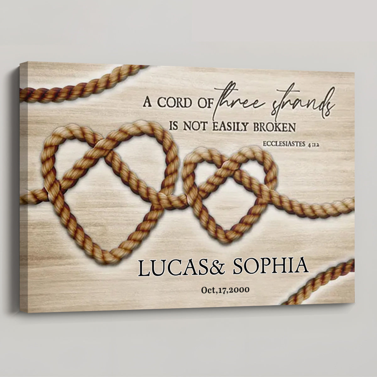 A Cord Of Three Strands Is Not Easily Broken - Personalized Custom Wall Art Canvas / Poster