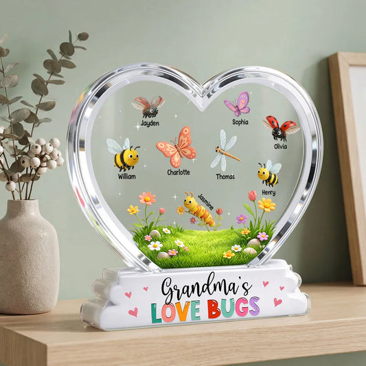 Grandma's Love Bugs - Personalized Acrylic Block Plaque - Mother's Day Gift For Grandma, Mom
