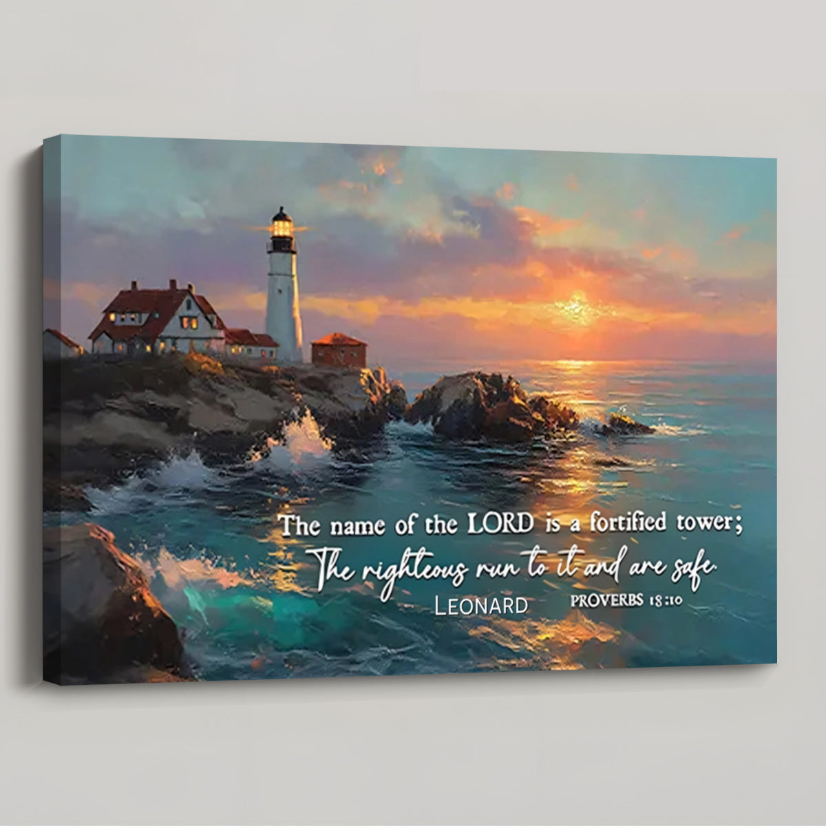The Name Of The Lord is A Fortified Tower - Personalized Wall Art Canvas / Poster