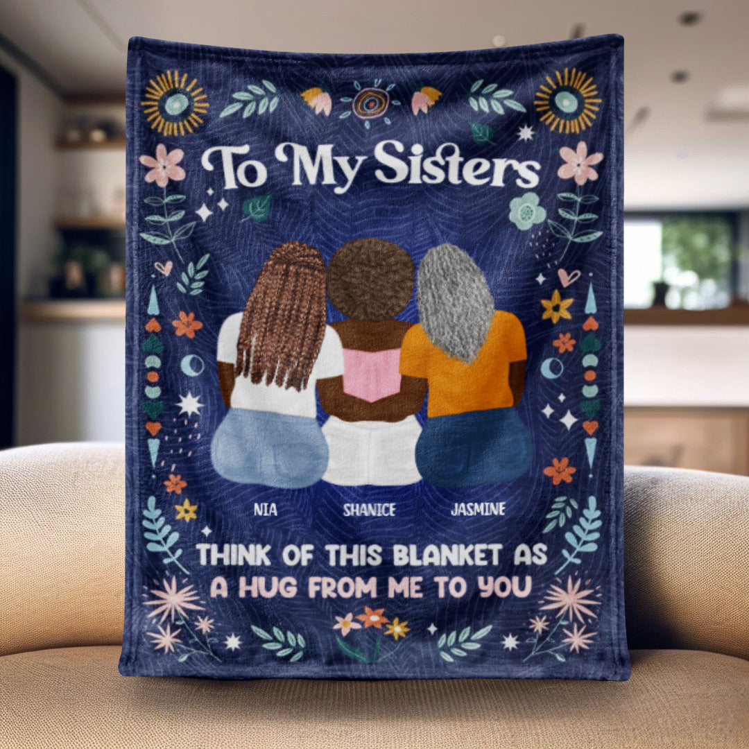 Personalized Sister Blanket: 'A Hug From Me To You' Custom Fleece Gift