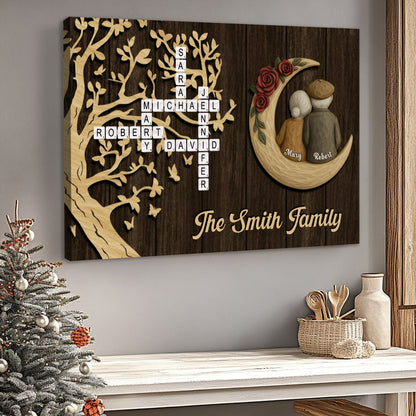 Personalized Family Name Crossword Canvas / Poster - Custom Christmas Wall Art