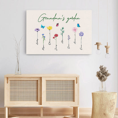 Personalized “Grandma’s Garden” Canvas / Poster - Custom Gift for Grandma or Mom