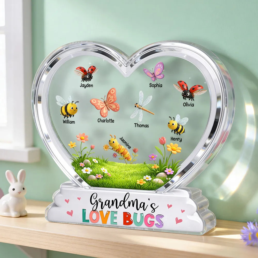 Grandma's Love Bugs - Personalized Acrylic Block Plaque - Mother's Day Gift For Grandma, Mom