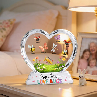 Grandma's Love Bugs - Personalized Acrylic Block Plaque - Mother's Day Gift For Grandma, Mom