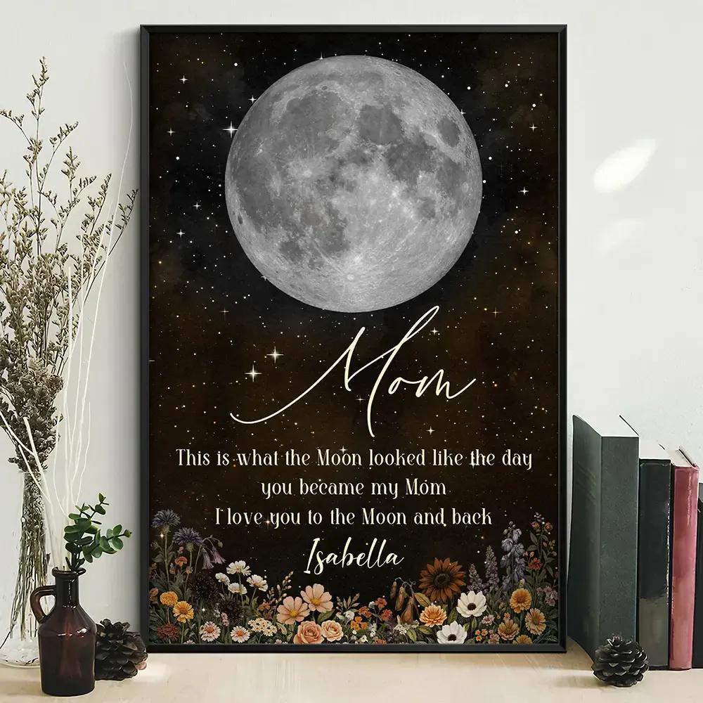 “I Love You To The Moon And Back” Personalized Poster / Canvas - Custom Name & Date Wall Art