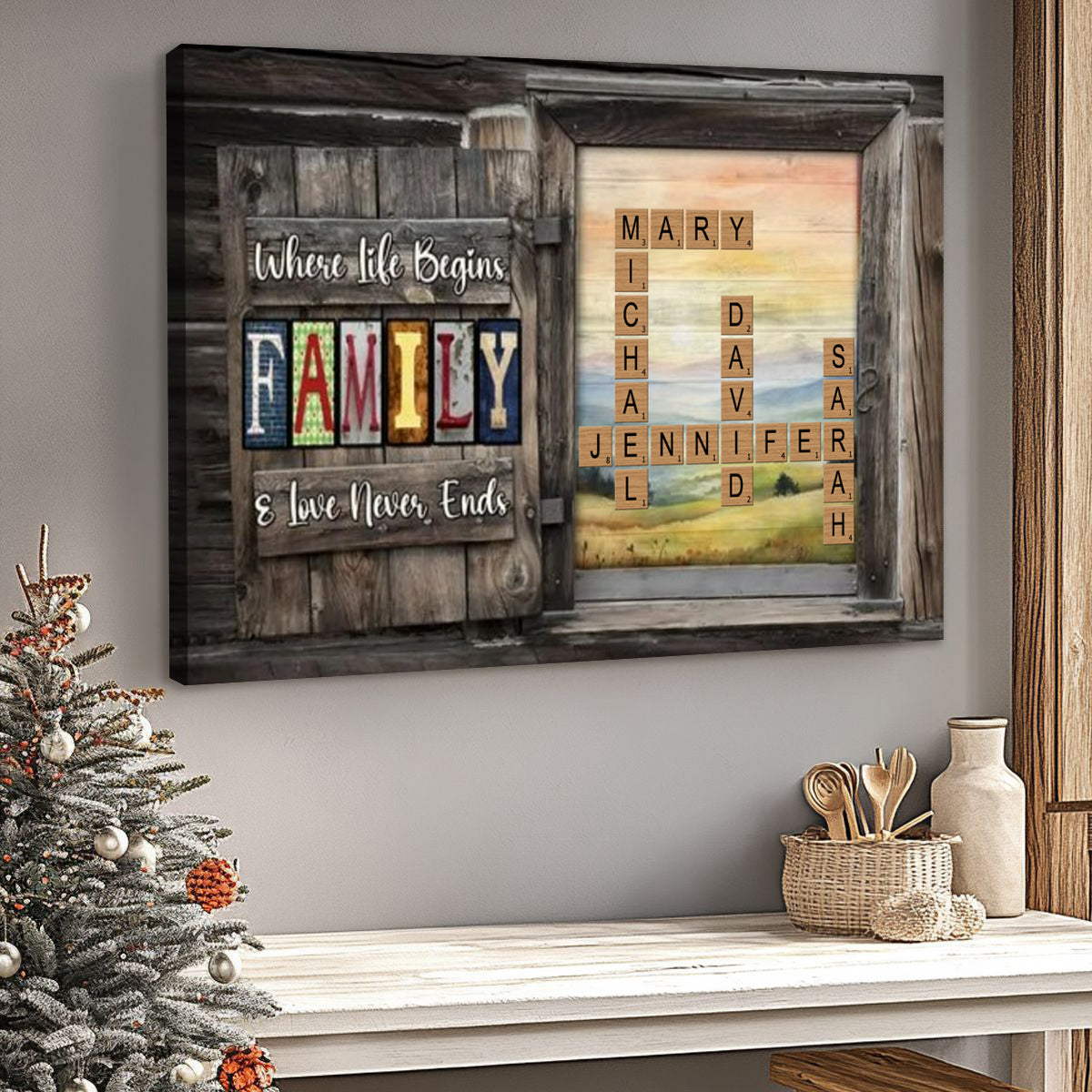 Personalized Gift For Family Word Art Poster / Canvas - Custom Crossword Puzzle Design