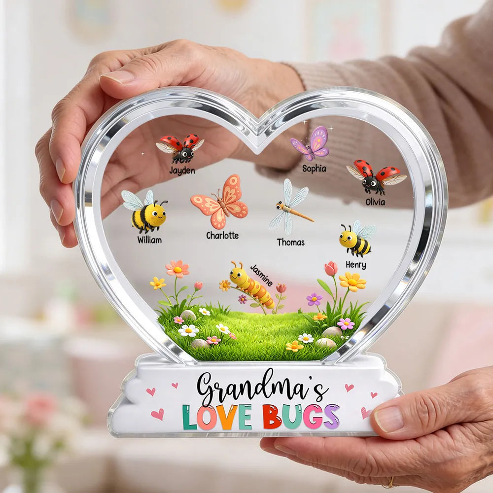 Grandma's Love Bugs - Personalized Acrylic Block Plaque - Mother's Day Gift For Grandma, Mom