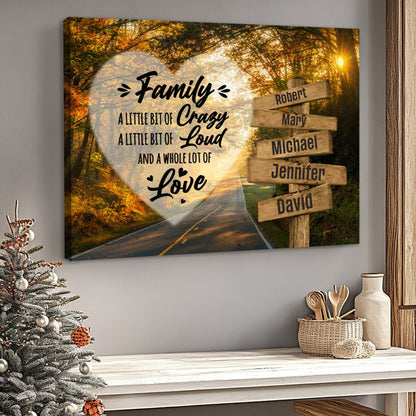 Personalized “Autumn Road” Heart Poster / Canvas - Custom Wall Decor with Family Names