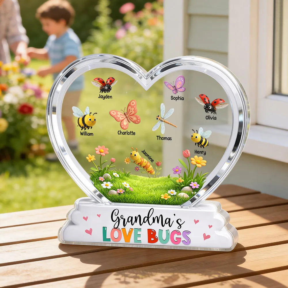 Grandma's Love Bugs - Personalized Acrylic Block Plaque - Mother's Day Gift For Grandma, Mom