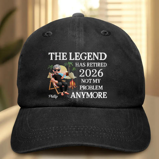 The Legend Has Retired - Personalized Vintage Washed Denim Cap