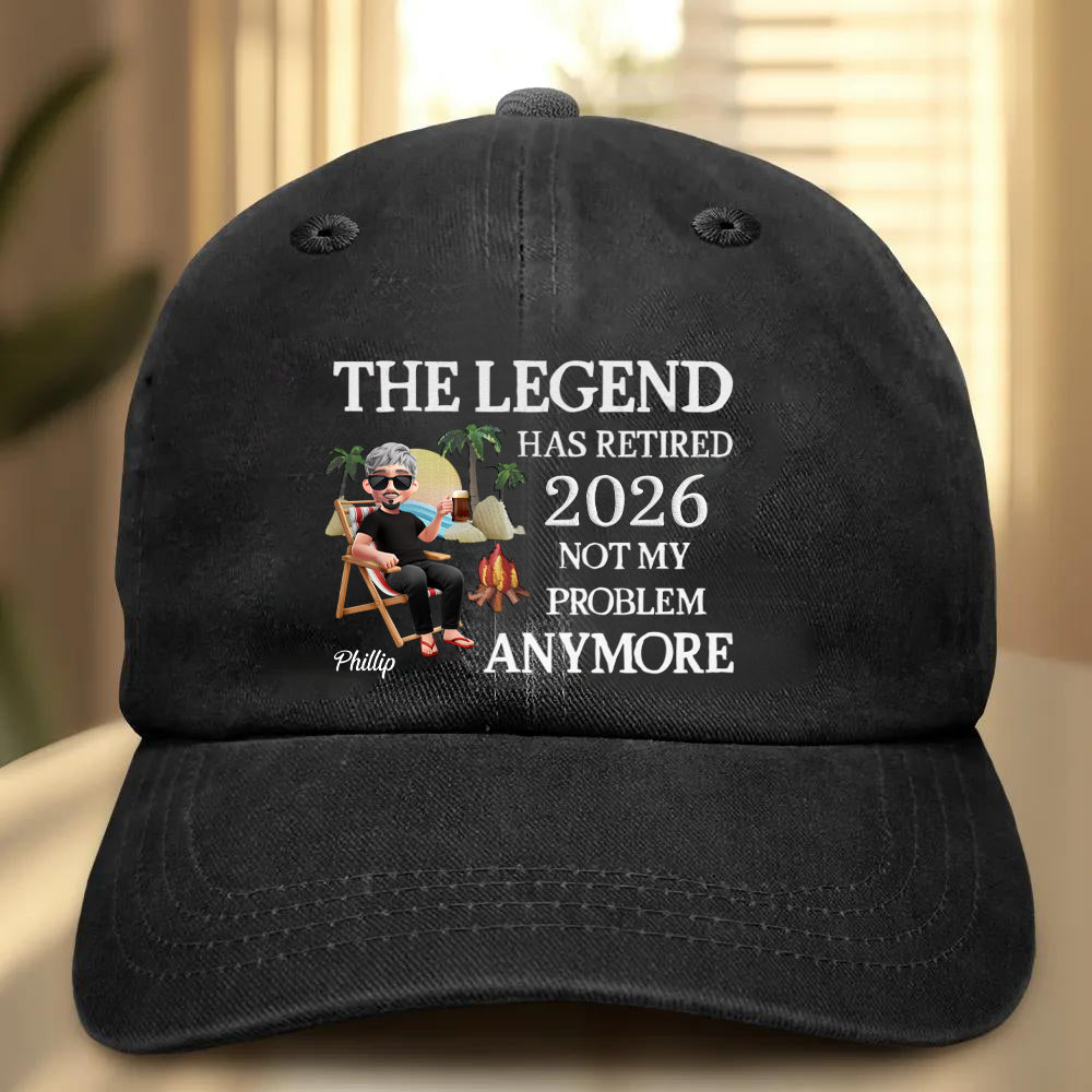 The Legend Has Retired - Personalized Vintage Washed Denim Cap