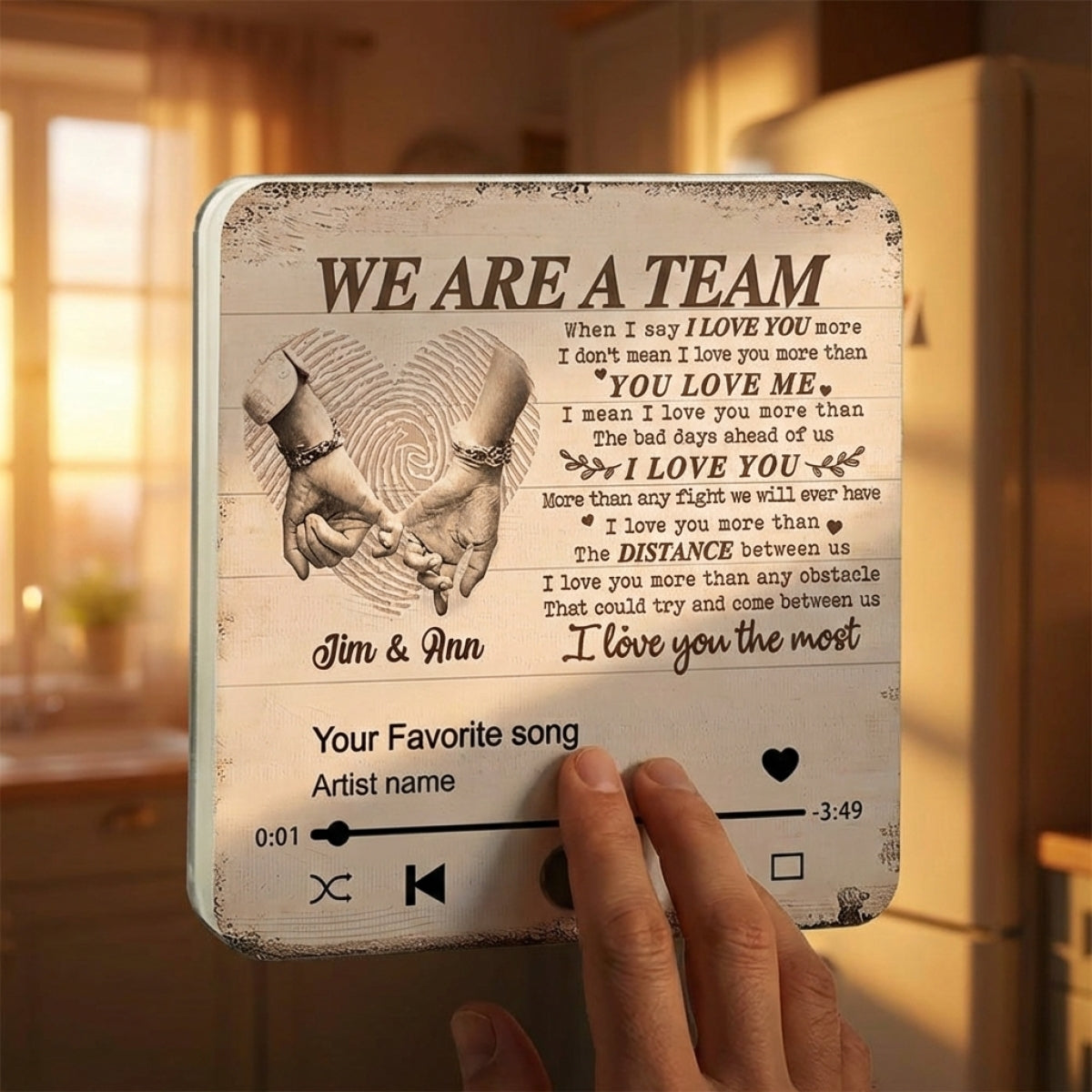 Custom Name Music Fridge Magnet - We Are a Team