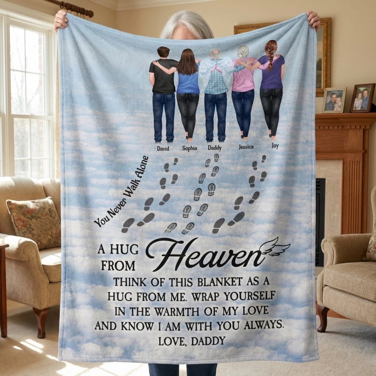 A Hug From Heaven - You Never Walk Alone - Personalized Blanket