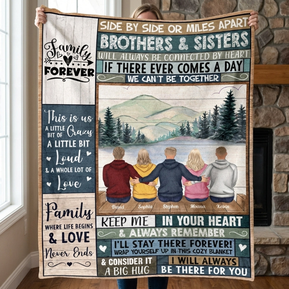 Family Forever: Personalized Blanket - Holiday Gift for Brothers & Sisters