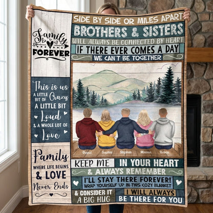 Family Forever: Personalized Blanket - Holiday Gift for Brothers & Sisters