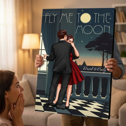 Personalized Couple Dancing In Moonlight Poster / Canvas - Custom Couple Anniversary Gift