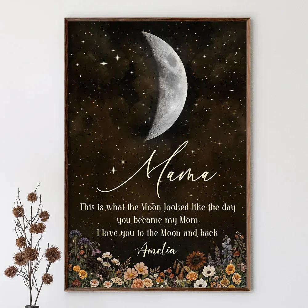 “I Love You To The Moon And Back” Personalized Poster / Canvas - Custom Name & Date Wall Art