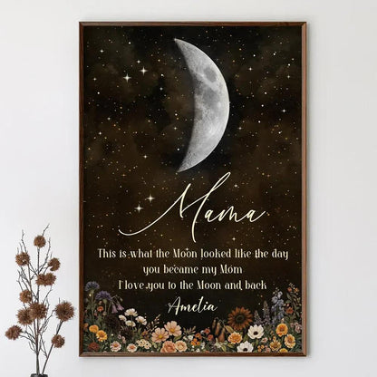 “I Love You To The Moon And Back” Personalized Poster / Canvas - Custom Name & Date Wall Art