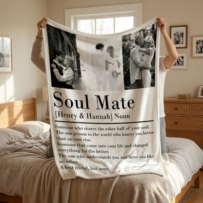 Soul Mate Definition - Personalized Custom Couple Blanket