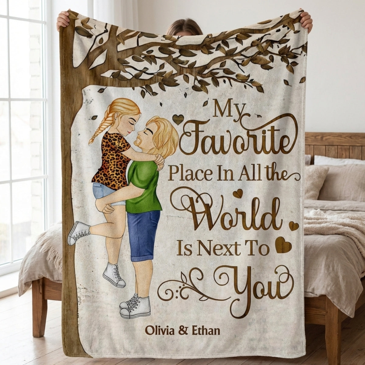 My Favorite Place In All The World - Personalized Custom Couple Blanket