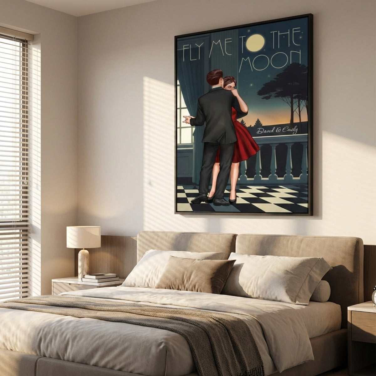 Personalized Couple Dancing In Moonlight Poster / Canvas - Custom Couple Anniversary Gift