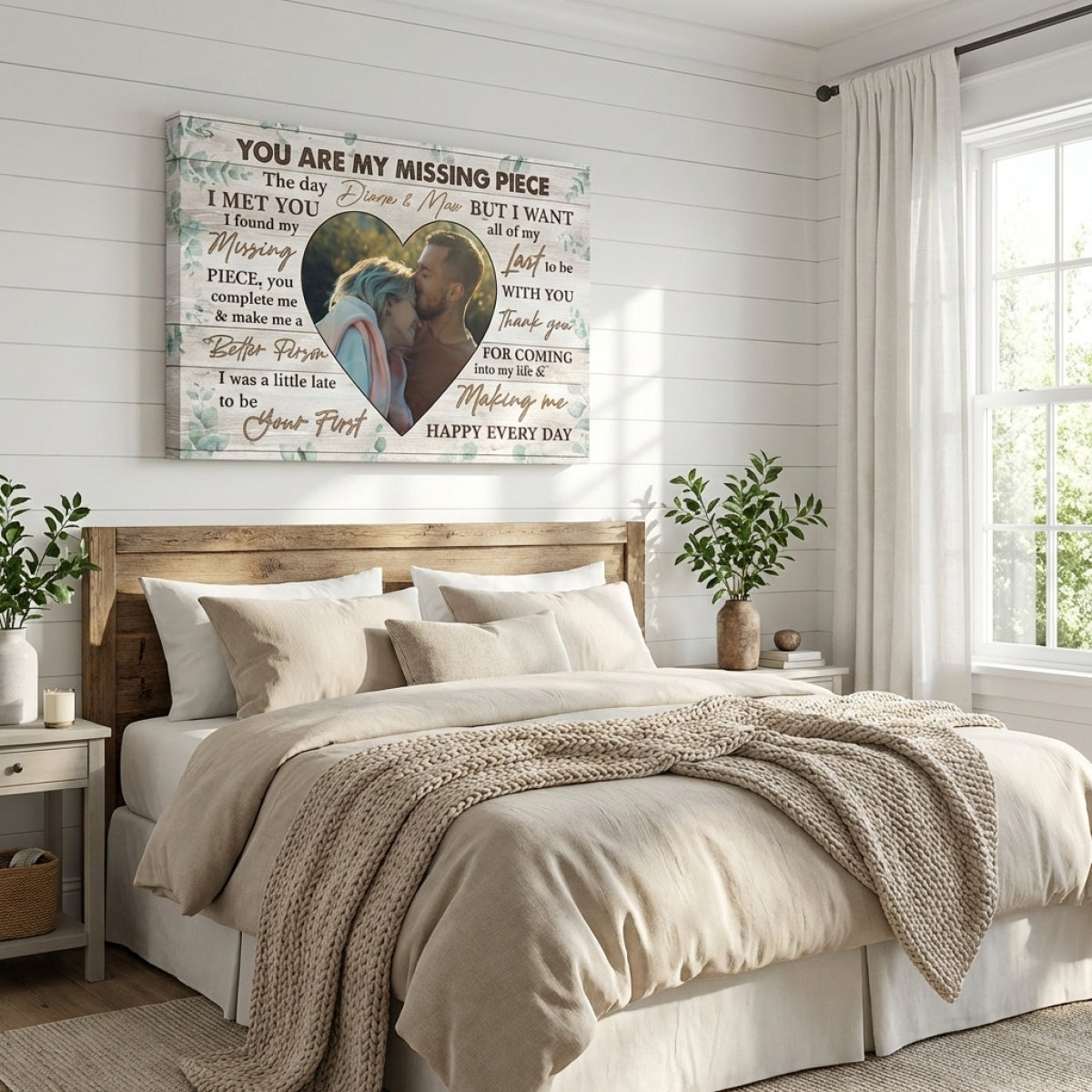 Custom Photo Canvas for Couples: 'You Are My Missing Piece' Gift