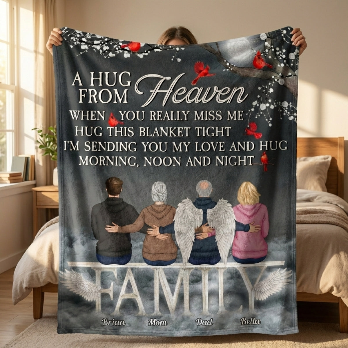 Personalized Comforting Memorial For Loved One Blanket for Family: A Hug From Heaven