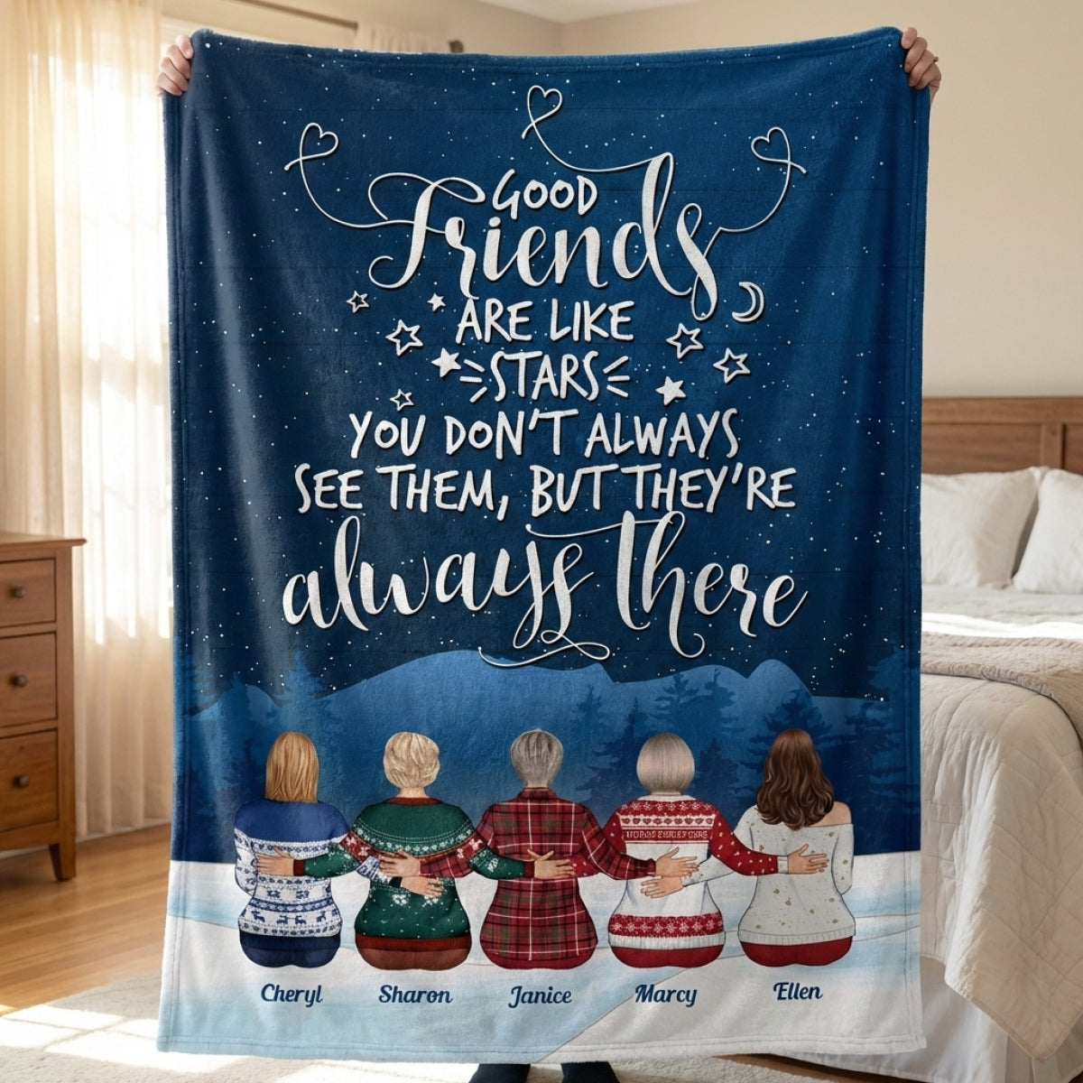 Good Friends & Family Look Like Stars - Personalized Custom Friendship Blanket