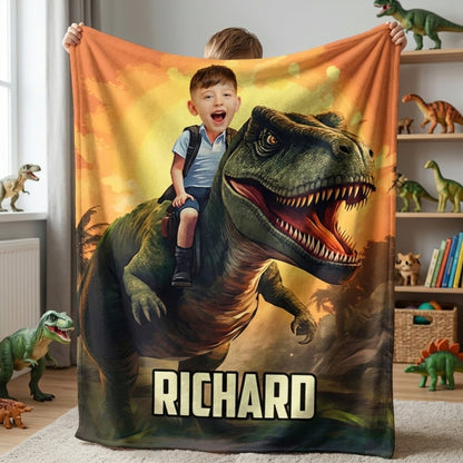 Dinosaur Adventure Blanket – Personalized Photo Blanket for Kids