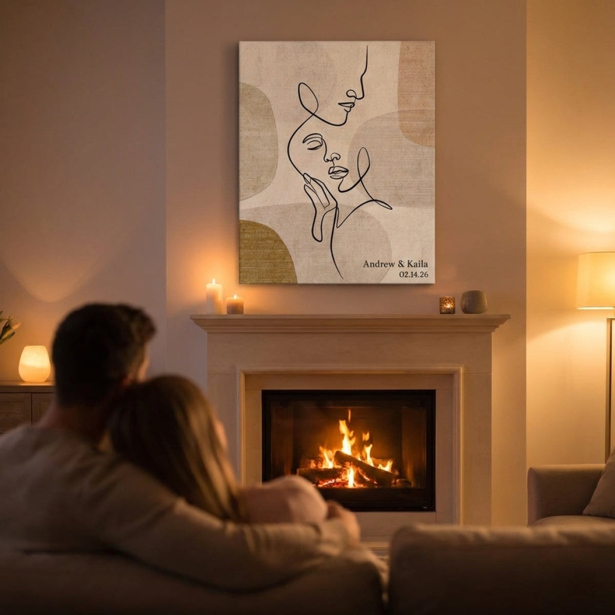 Personalized Sentimental Line Couple Art Canvas / Poster - Custom Couple Gift