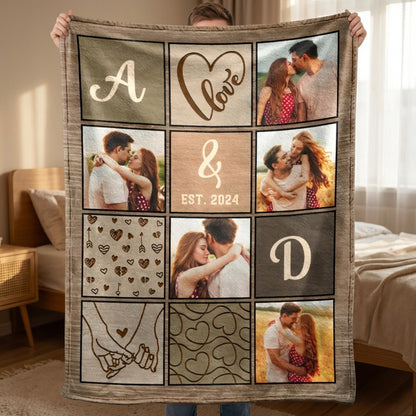 Personalized Custom Photo Couple Names Blanket - Custom Gift For Couple
