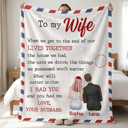 Love and Postal Stamp Design - Personalized Custom To My Wife Blanket