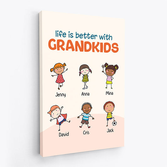Personalized 'Life is Better with GRANDKIDS' Canvas Gift for Grandparents