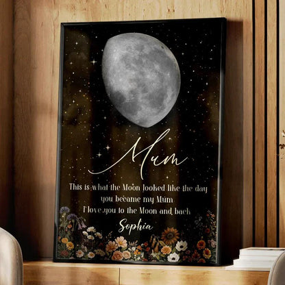 “I Love You To The Moon And Back” Personalized Poster / Canvas - Custom Name & Date Wall Art