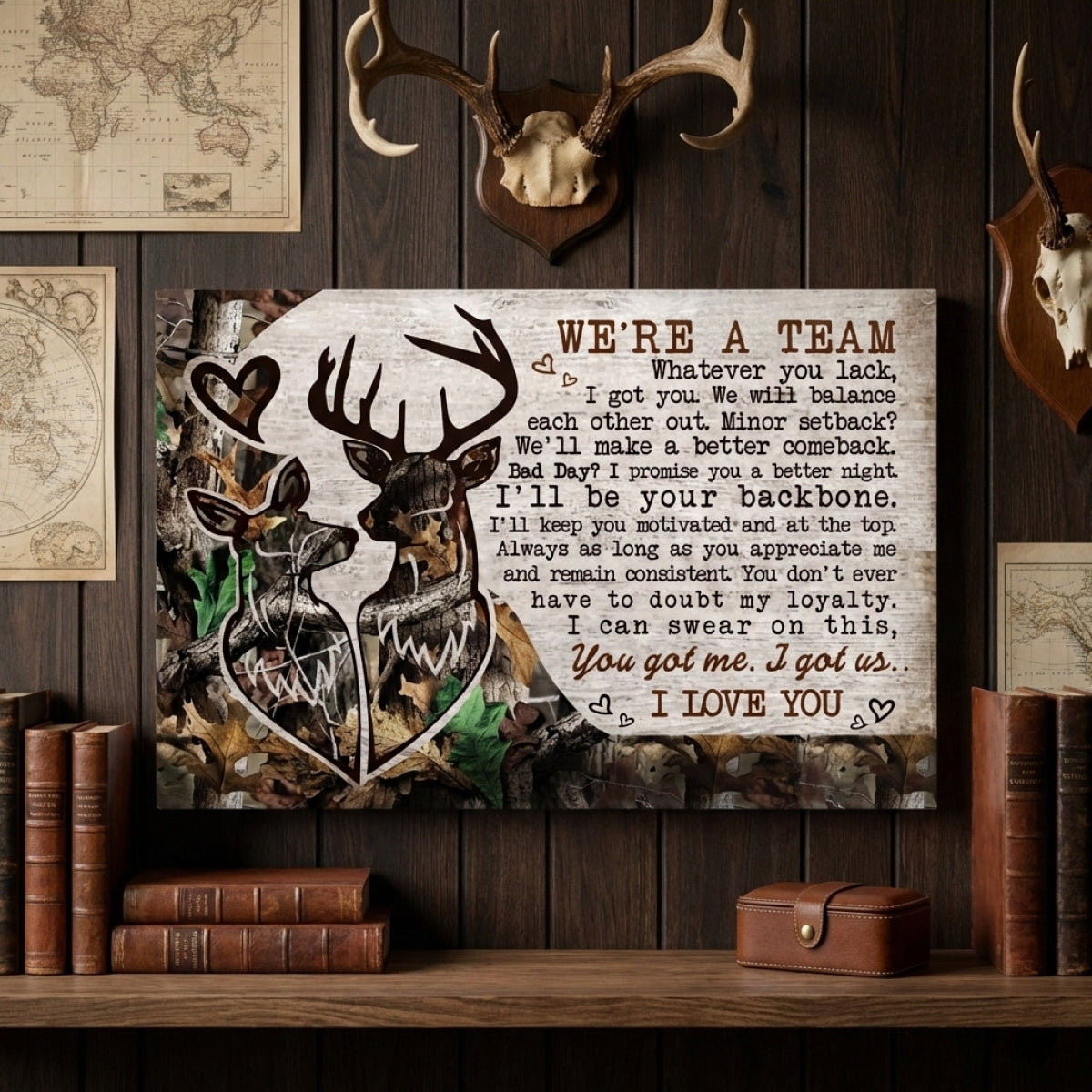We're A Team - Personalized Custom Deer Couple Camo Poster / Canvas