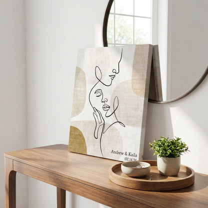 Personalized Sentimental Line Couple Art Canvas / Poster - Custom Couple Gift