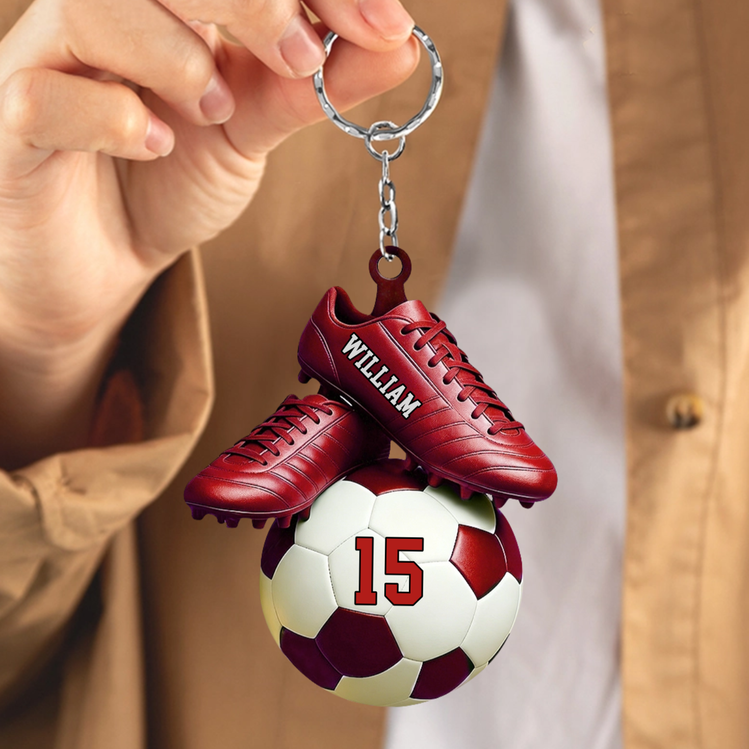 Personalized Soccer Keychain - Custom Name & Jersey Number Gift for Fans