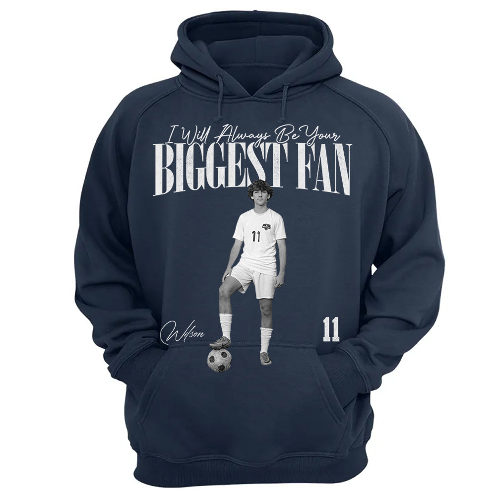 Custom soccer player shirt featuring retro bootleg design and photo for dedicated sports fans image 9