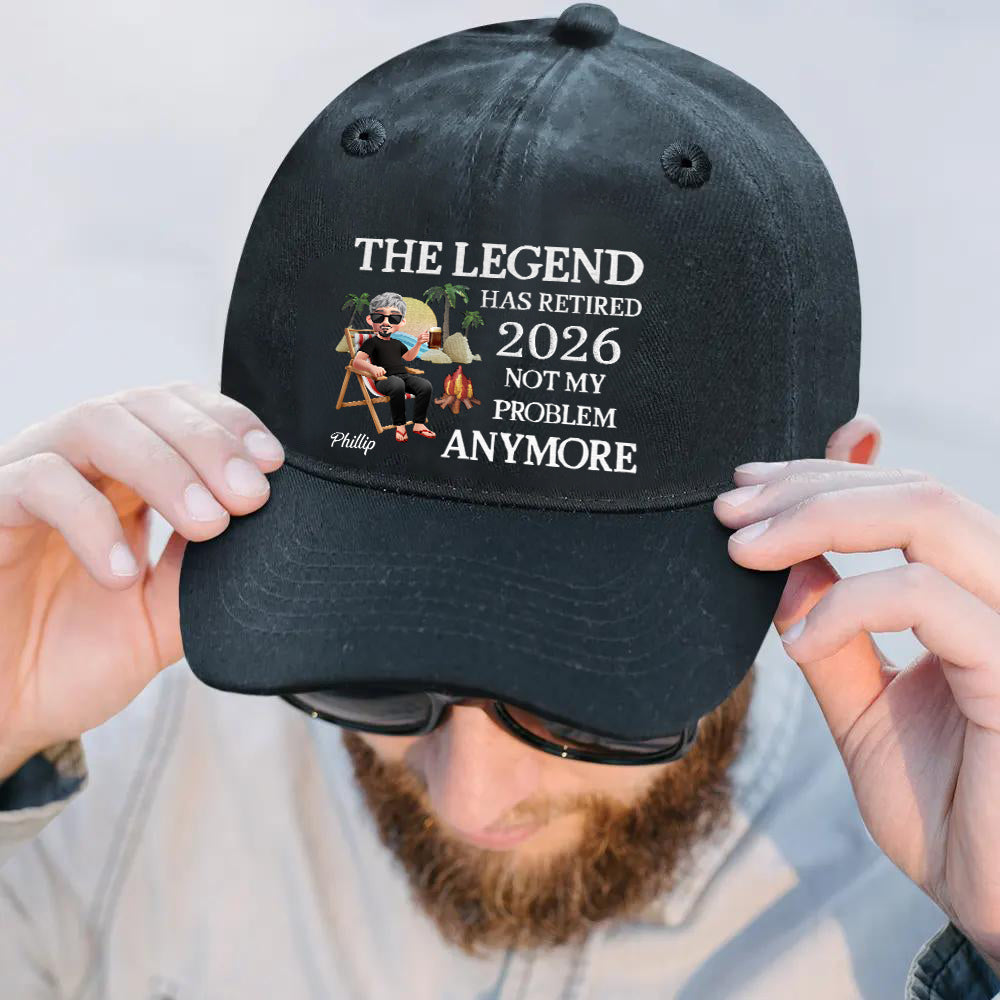 The Legend Has Retired - Personalized Vintage Washed Denim Cap