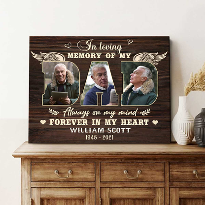 Personalized Memorial Photo Canvas / Poster - Sympathy Gift for Loss of Father