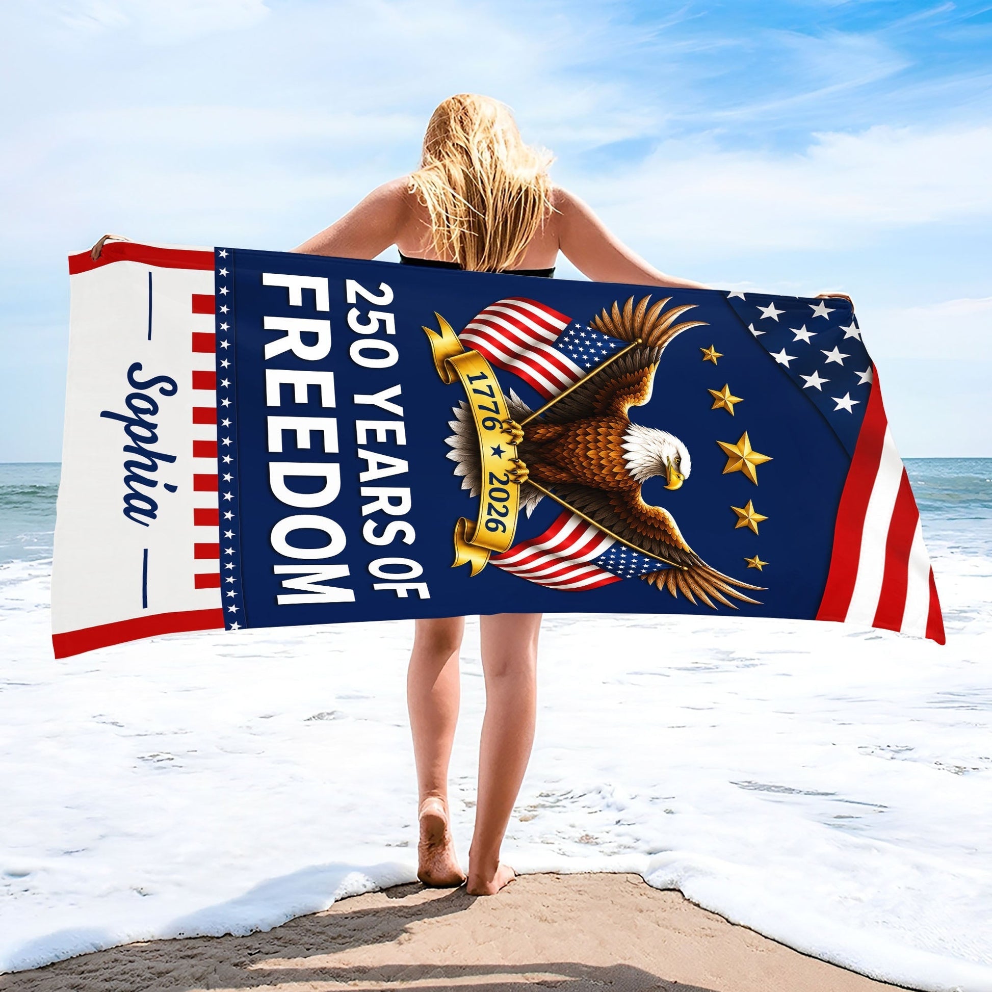 Personalized 250 Years Of Freedom Towel personalization view for Military / Veteran