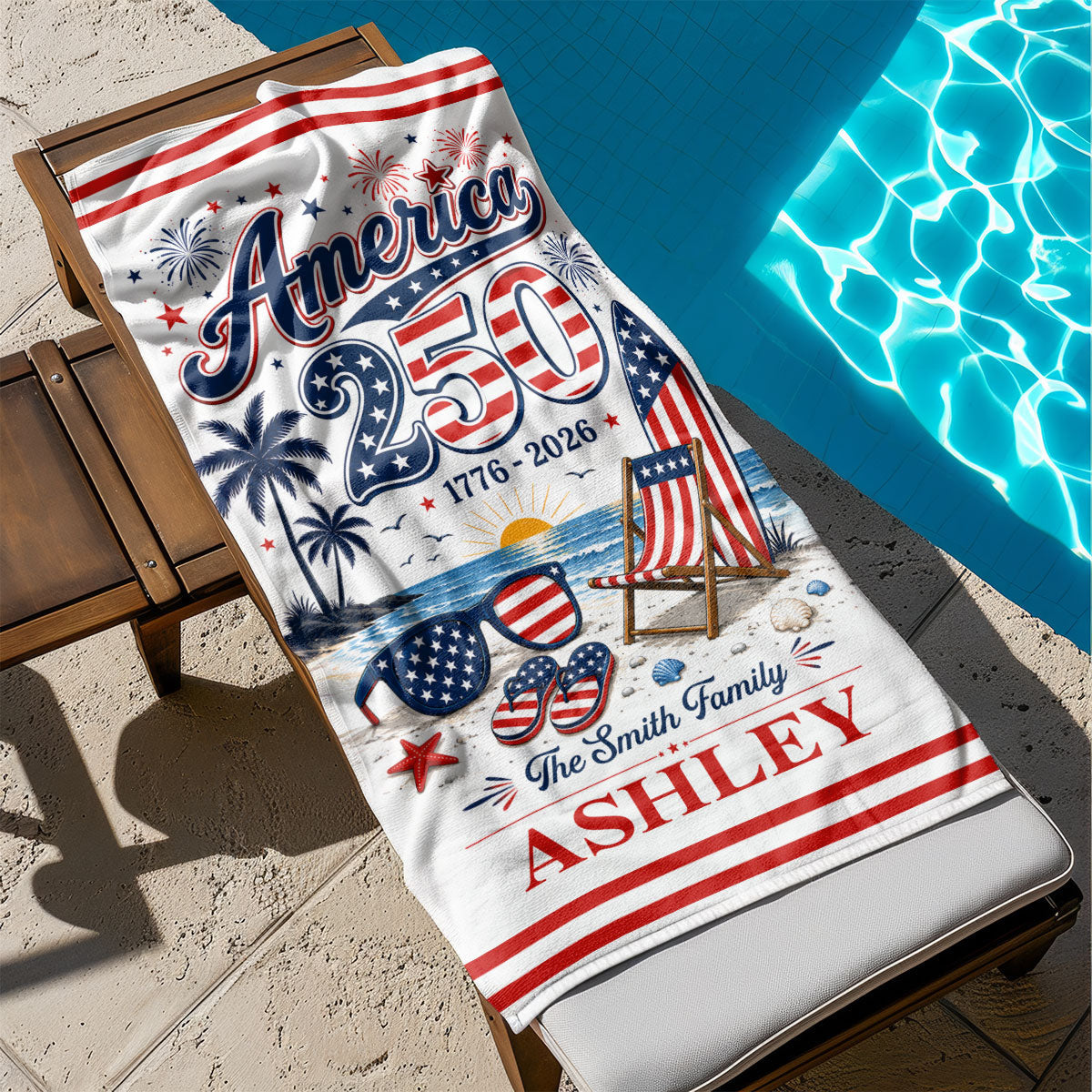 Custom America 250Th Family Beach Towel for Family with personalized design details for meaningful gifting image 6
