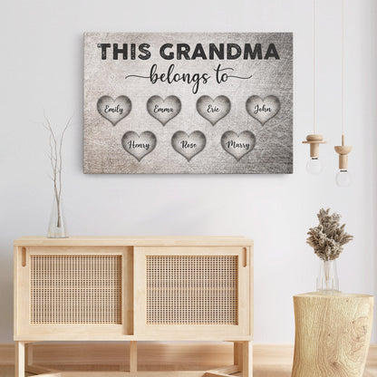 This Grandma Belongs To - Personalised Canvas / Poster