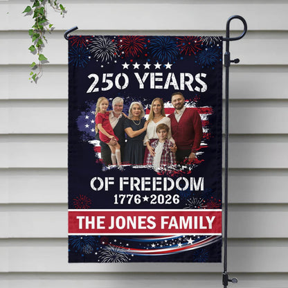 Personalized Family Photo Garden Flag - Celebrate 250 Years of America