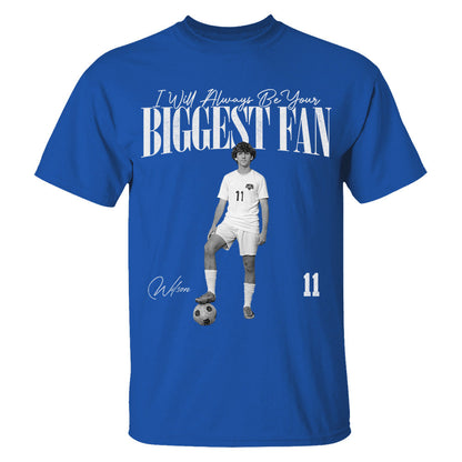 T-Shirt / Hoodie material and size view - Custom Soccer Player Shirt