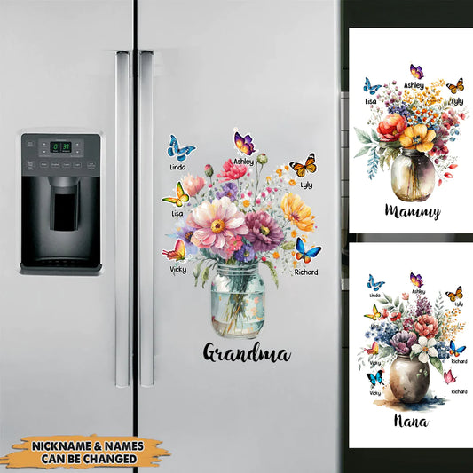 Vase of Flowers With Butterflies - Personalized Sticker