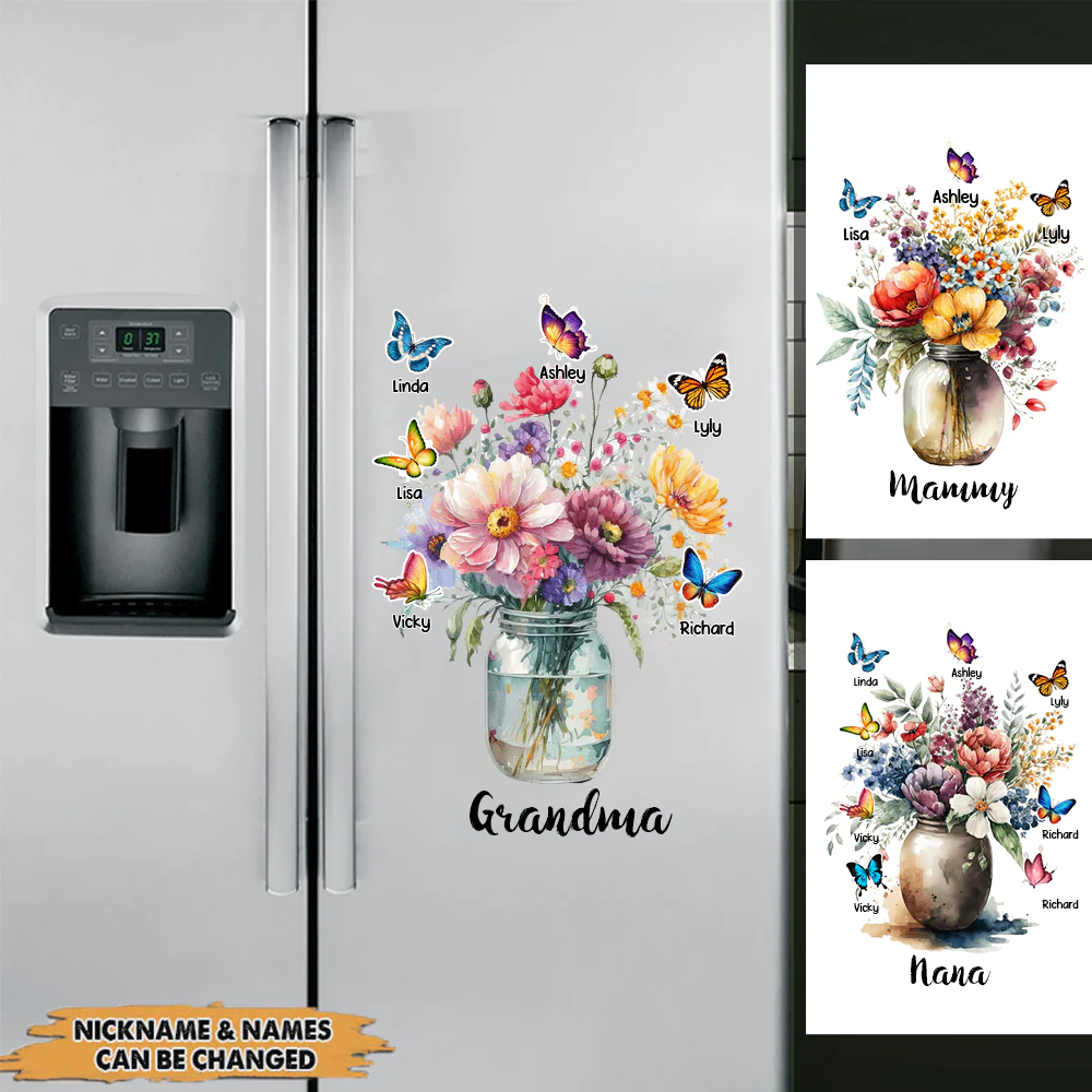 Vase of Flowers With Butterflies - Personalized Sticker